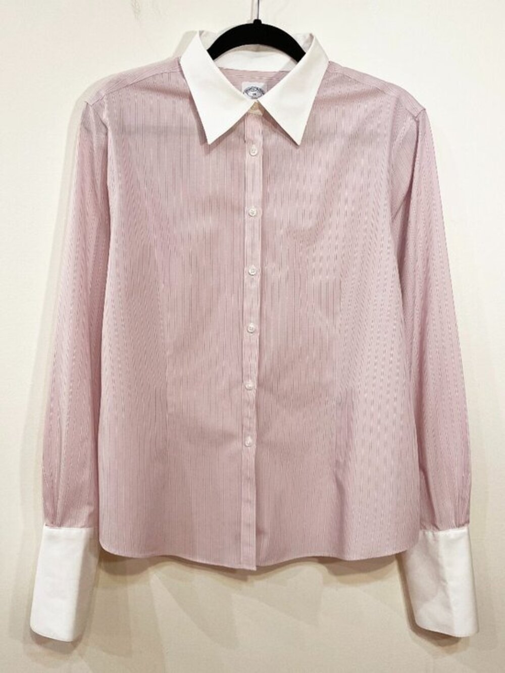 Like New VTG Brooks Brothers 100% Cotton Striped Shirt Pink White 14, Large